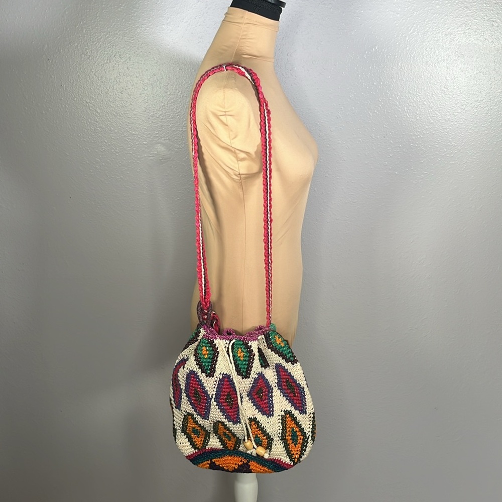 Hiptipico Multicolor Crochet Crossbody Bag – Artisan Boho Festival Purse - Picture 2 of 13